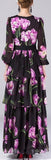 Black Floral Printed Gown - DESIGNER INSPIRED FASHIONS
