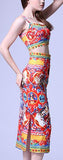 'Carretto' Printed Crop Top and Matching Skirt - DESIGNER INSPIRED FASHIONS