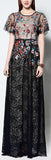 Floral Embellished Long Lace Maxi Dress in Black - DESIGNER INSPIRED FASHIONS