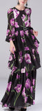 Black Floral Printed Gown - DESIGNER INSPIRED FASHIONS