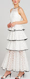 Tiered Lace Halter Maxi Dress, White