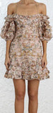 Off-the-Shoulder Printed Linen and Silk-Blend Mini Dress