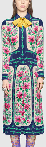 Floral & Ribbon Print Dress - DESIGNER INSPIRED FASHIONS