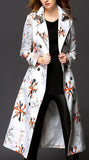 Snowflake Printed Coat in White - DESIGNER INSPIRED FASHIONS
