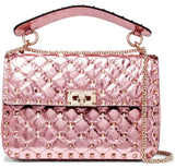 The Rockstud Spike Quilted Metallic Leather Shoulder Bag