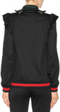 Embroidered Technical Jersey Jacket and Embroidered Wide Leg Jogging Pants, Black