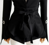 Black Flared Jacket & Pant Set