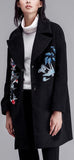 Fish-Embroidered Wool-Blend Coat