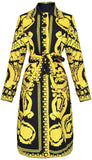 Baroque Buttoned Belted Coat-Dress
