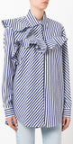 Striped Frill-Trim Shirt