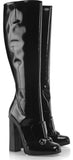 'Lillian' Horsebit Black Patent Leather Knee-High Boots - DESIGNER INSPIRED FASHIONS