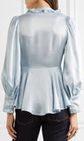 Ruffle-Trimmed Satin Blouse