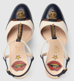 Studded Striped-Leather Platform Pump-Black - DESIGNER INSPIRED FASHIONS