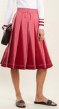Pink Zip-Front Jersey Track Jacket With Insets with A-line Pleated Jersey Skirt