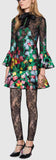 Floral Organdy Jacquard and Lace Dress