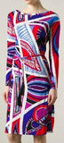 Multicolored Pattern Print Silk Blend Dress - DESIGNER INSPIRED FASHIONS