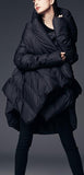Asymmetric Puffer Coat, Black