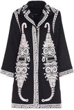 Embroidered Jacquard Coat, Black