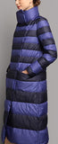 Stripe Puffer Down Coat, Purple & Blue