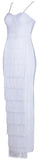 Fringed Bustier Maxi Bodycon Dress, White - DESIGNER INSPIRED FASHIONS