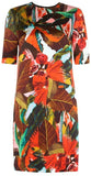 Abstract Leaf Print Sheath Dress