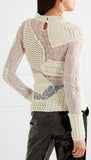 'Zora' Patchwork Lace and Cotton-Blend Knit Sweater