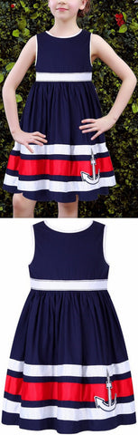 Stripe & Anchor Print Dress - DESIGNER INSPIRED FASHIONS