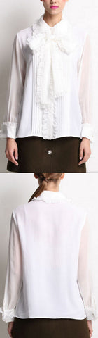 Ruffled Pleated Silk Blouse - DESIGNER INSPIRED FASHIONS