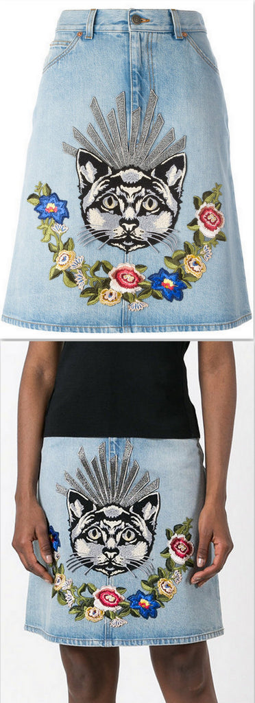 Embroidered Denim Mini Skirt
