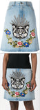 Embroidered Denim Mini Skirt