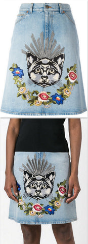 Embroidered Denim Mini Skirt