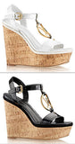 'Carioca' Wedge Sandals, White or Black - DESIGNER INSPIRED FASHIONS