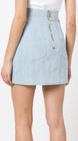 Denim Mini Skirt with Gold Button Embellishments - DESIGNER INSPIRED FASHIONS