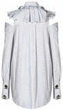 Ruffled Open-Shoulder Shirt
