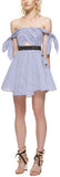 Stripe Shirting Tie Detail Mini Dress - DESIGNER INSPIRED FASHIONS