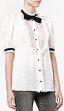 Ruffled Tuxedo Blouse