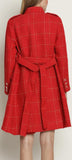Single-Breasted Large-Clear-Button Coat, Red