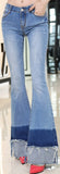 Flared & Frayed Color-Block Jeans