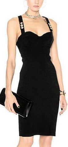 Black Embellished Stretch Bustier-Dress - DESIGNER INSPIRED FASHIONS