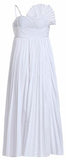 Pleated Ruffle Fan Dress, White