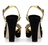 Velvet and Leather Sandal with Crystals | DESIGNER INSPIRED FASHIONS