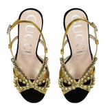 Velvet and Leather Sandal with Crystals