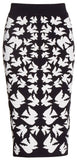 Swallow Jacquard Knit Zip Sweater & Pencil Skirt Set