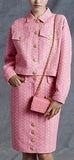 'Raffia & Boucle' Tweed Jacket & Skirt Set in Pink - DESIGNER INSPIRED FASHIONS