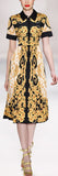 Baroque Printed Short-Sleeve Midi Dress