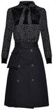 Paneled Blouse and Belted Skirt Set
