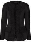 Tweed Paneled Scuba Jacket and Mini Skirt Set