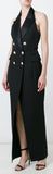 Black Double-Breasted Sleeveless Waistcoat Dress - DESIGNER INSPIRED FASHIONS