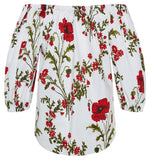 Off-the-Shoulder Floral-Print Cotton-Poplin Top | DESIGNER INSPIRED FASHIONS