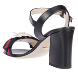 Floral Embellished Sandals, Black